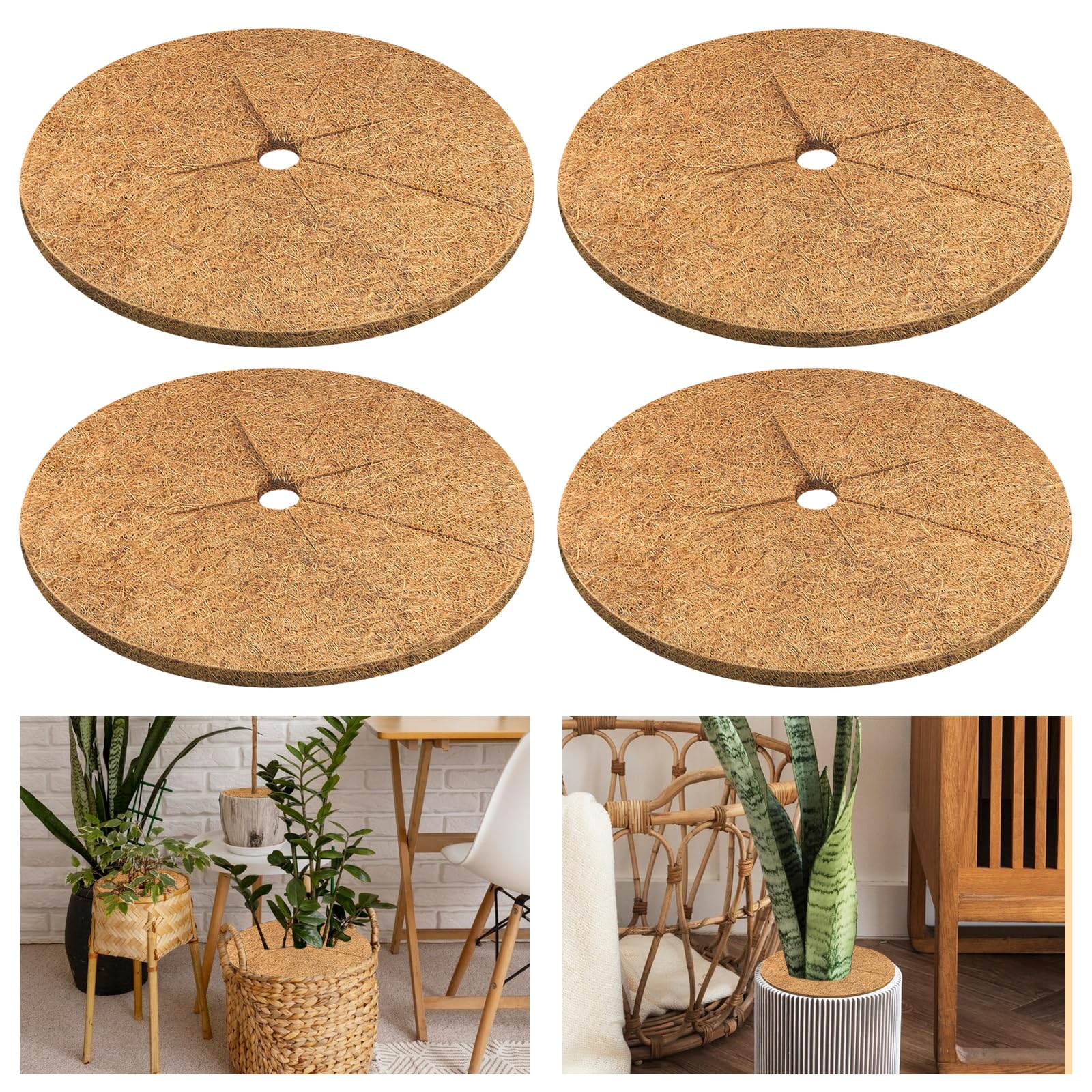 Legigo coconut fiber mulch ring 14in pack around a young tree for moisture retention.