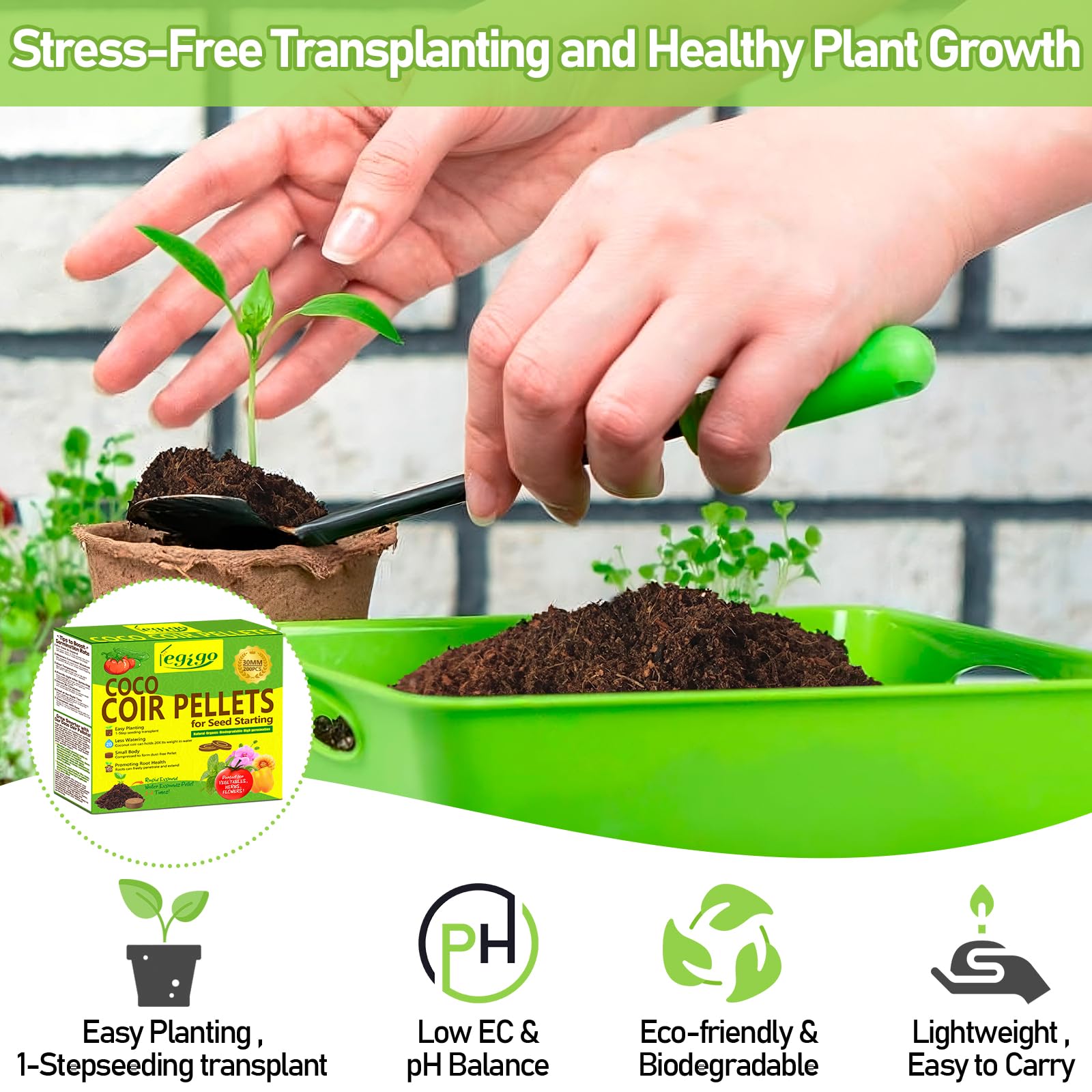 Legigo coco discs promote aeration and drainage for healthier root development.