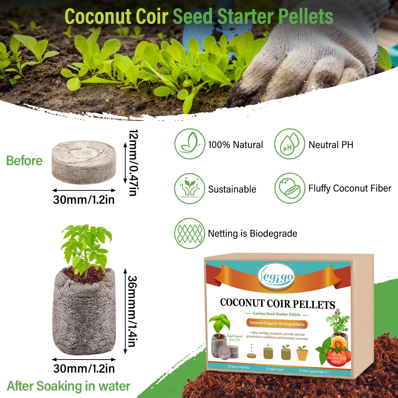 Legigo compressed coco coir pellets expand with warm water for easy setup