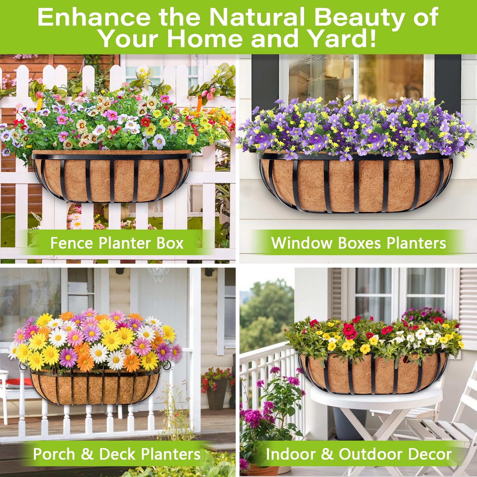 Legigo fence trough planter liner installed in a hanging basket for display.