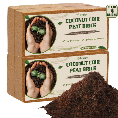 Legigo four-pack coco coir bricks packaging for sustainable gardening