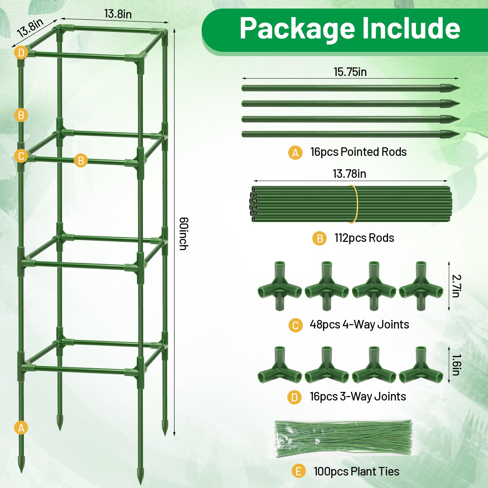 Legigo green-coated cages blend with plants while offering sturdy vertical support.