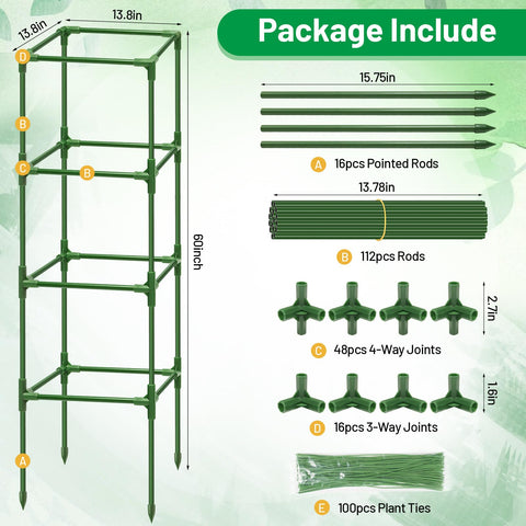 Legigo green-coated cages blend with plants while offering sturdy vertical support.