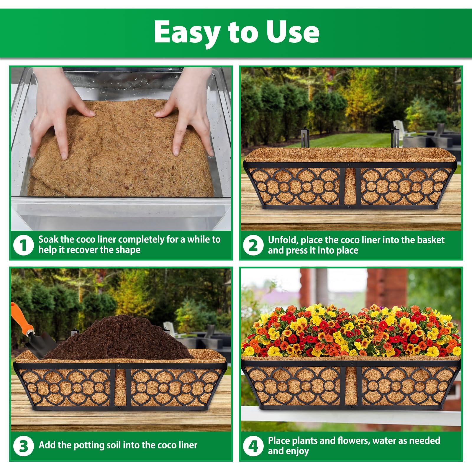 Legigo hanging basket liner coconut fiber balances moisture and setup ease.