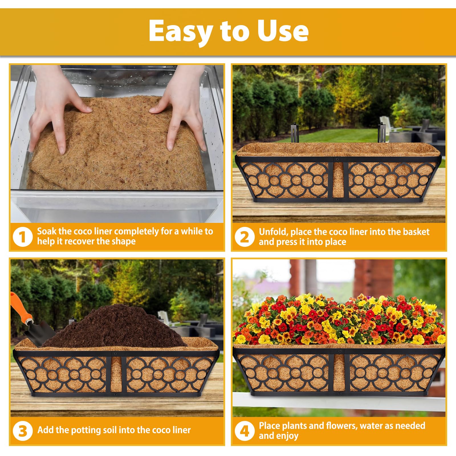 Legigo hanging basket liner coco fiber supports airy root growth