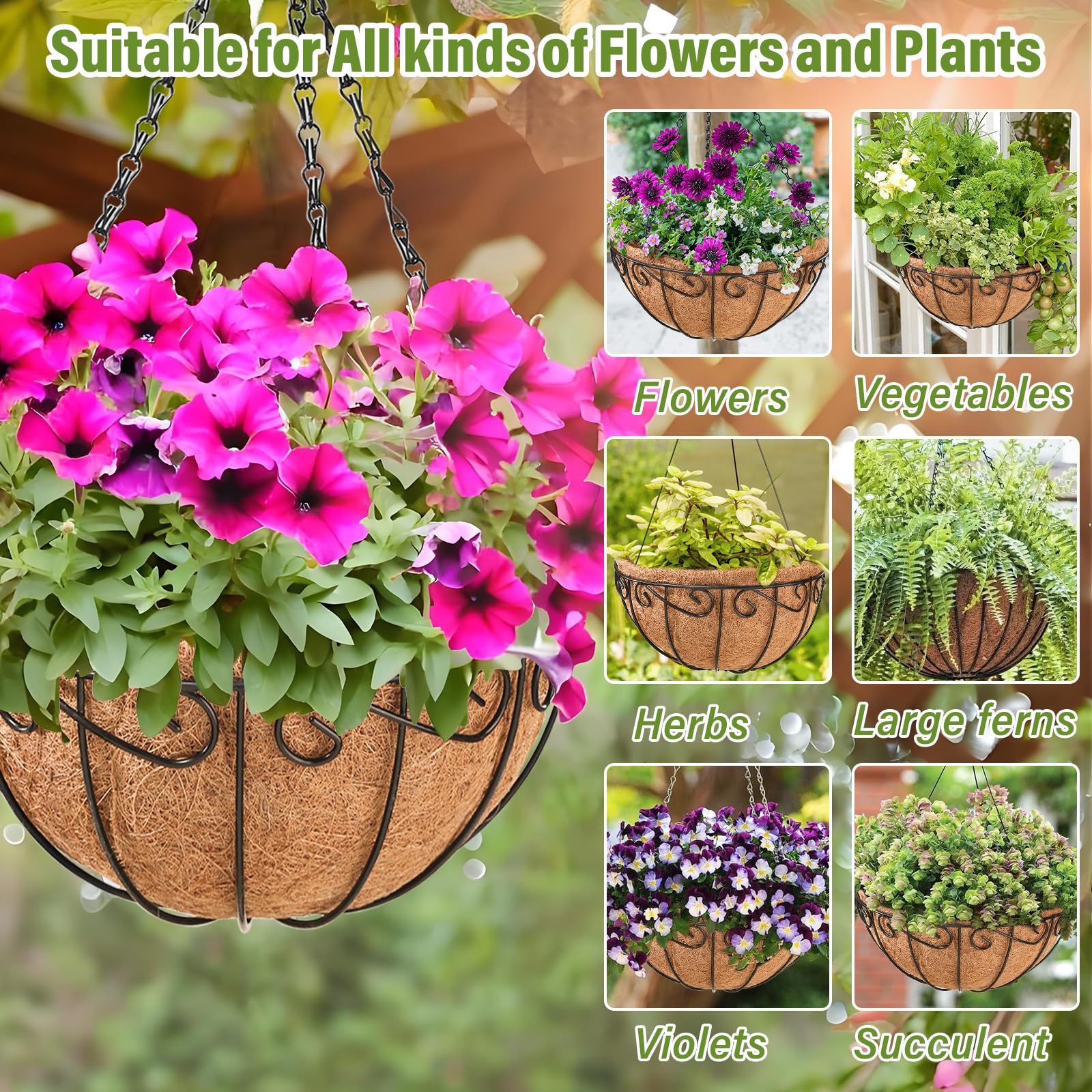 Legigo hanging baskets in a garden for layered display