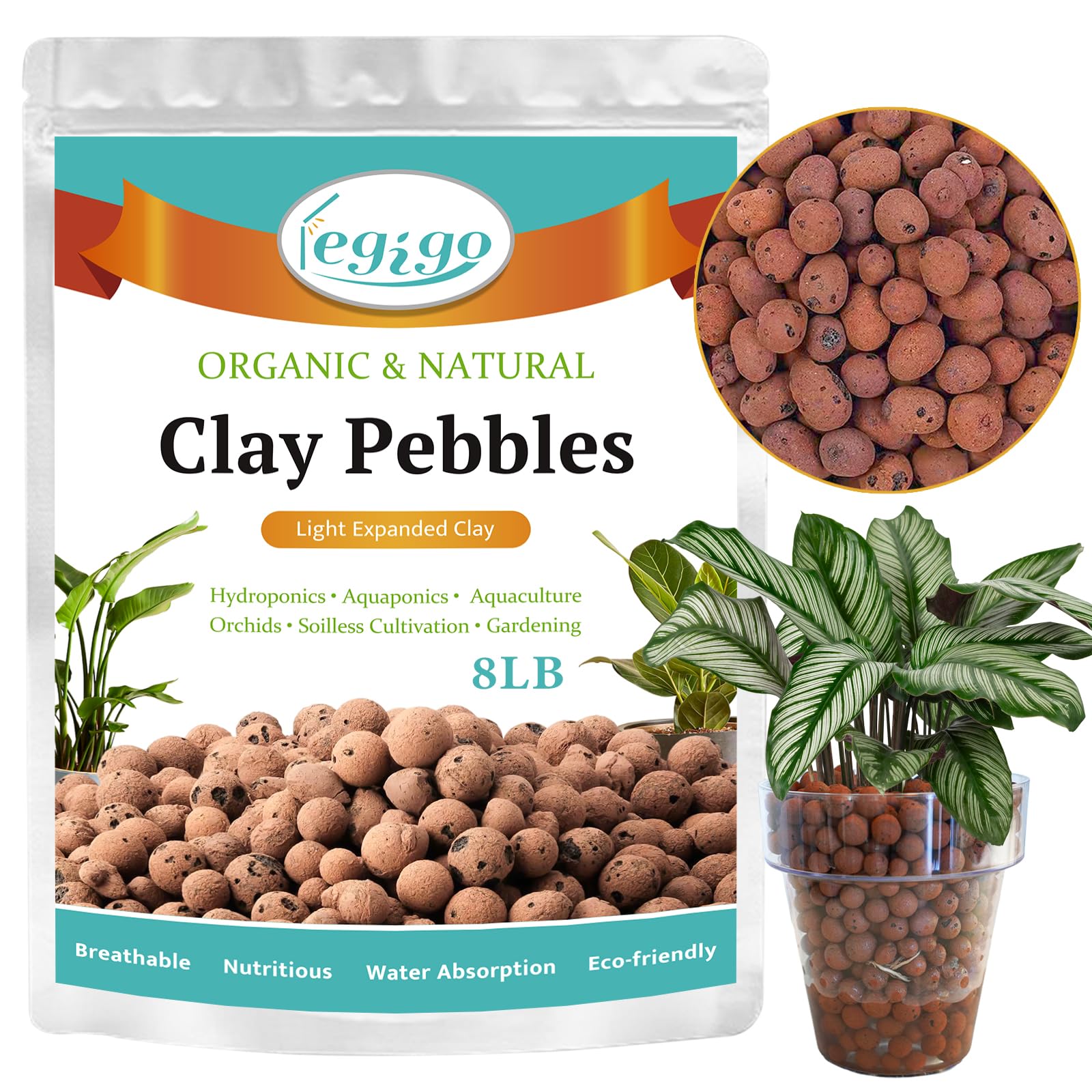 Legigo Leca balls in an 8 lb pack for easy plant drainage