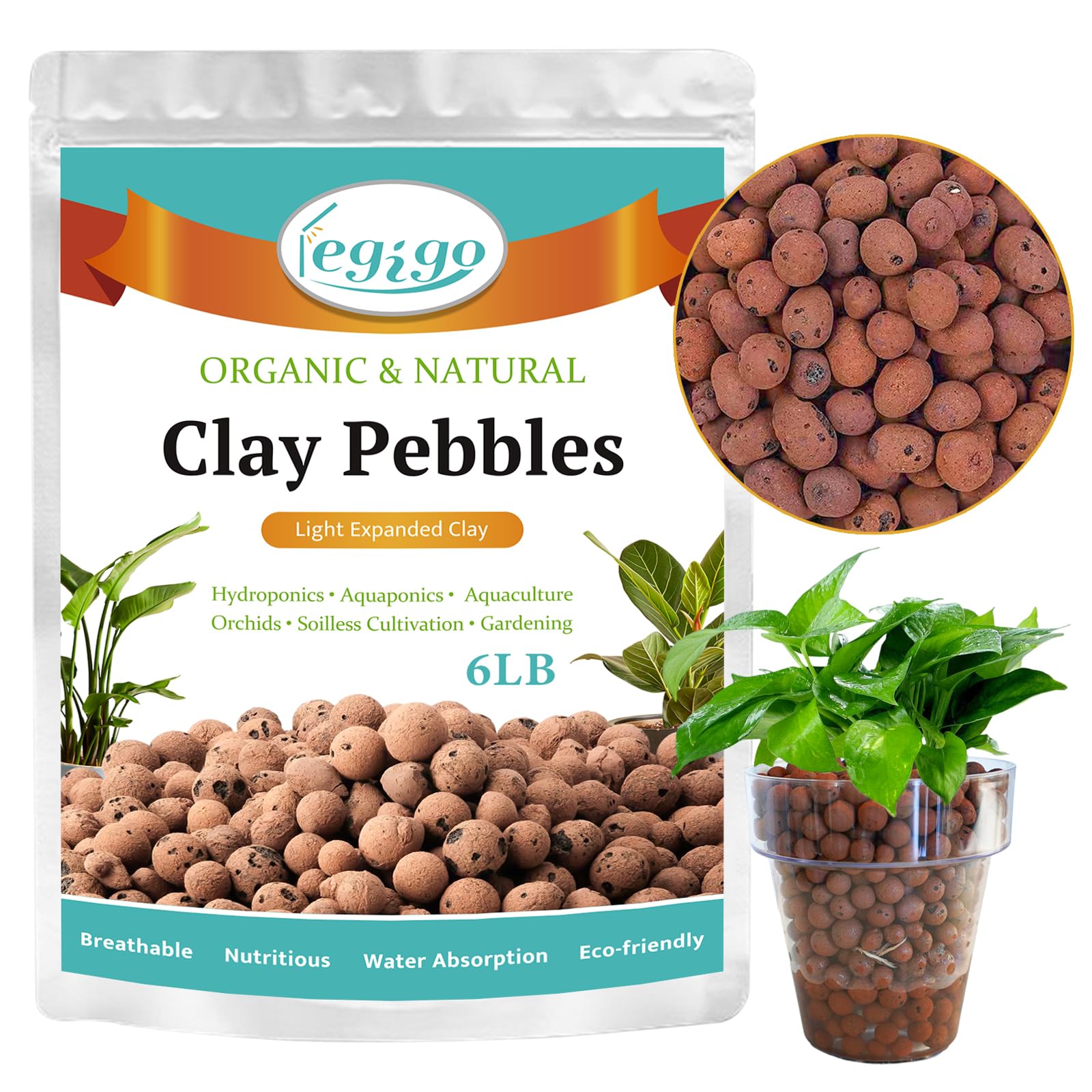 Legigo 6 lb Leca balls pack for improved drainage in pots.