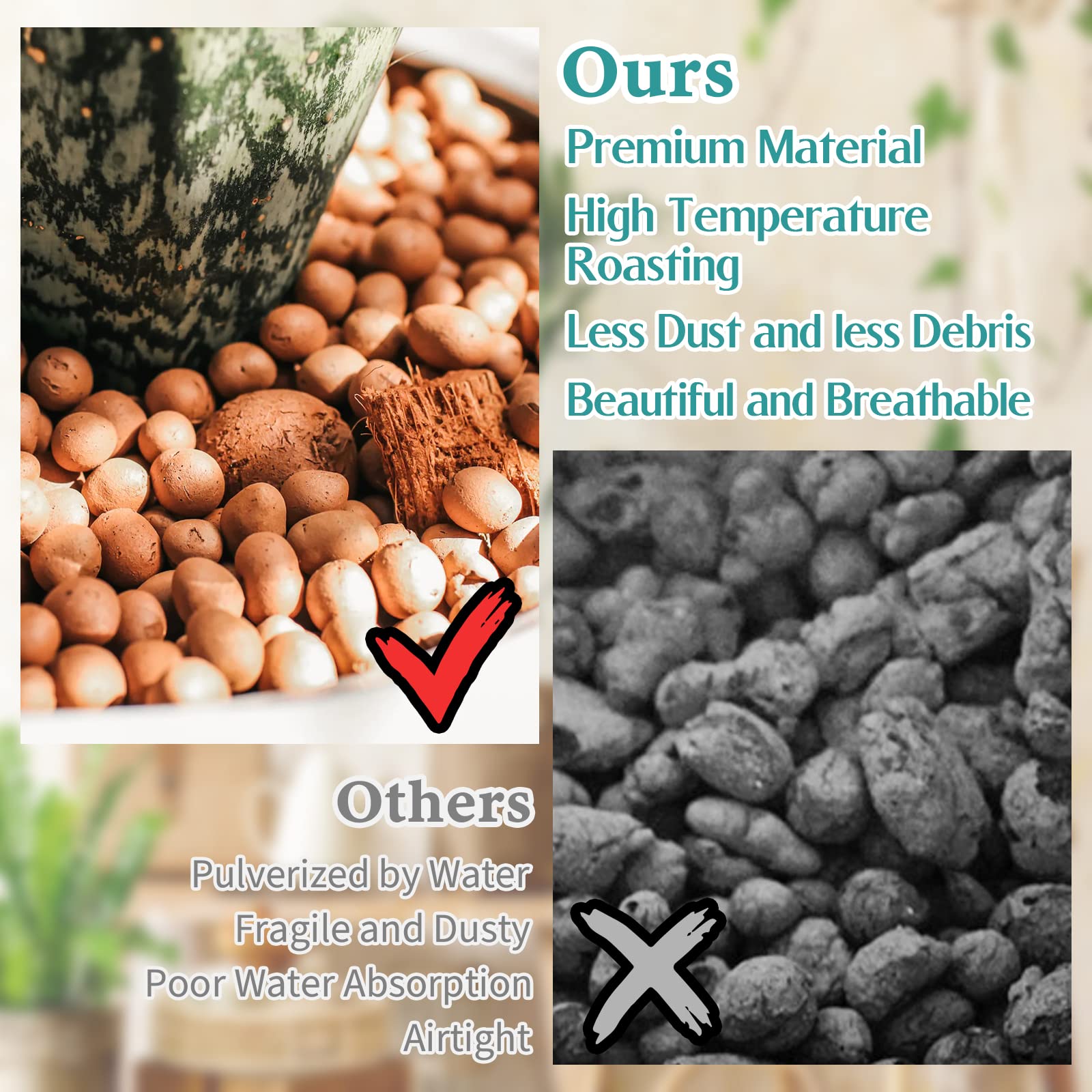 Legigo Leca pebbles in terrarium substrate for decorative and functional plant care.