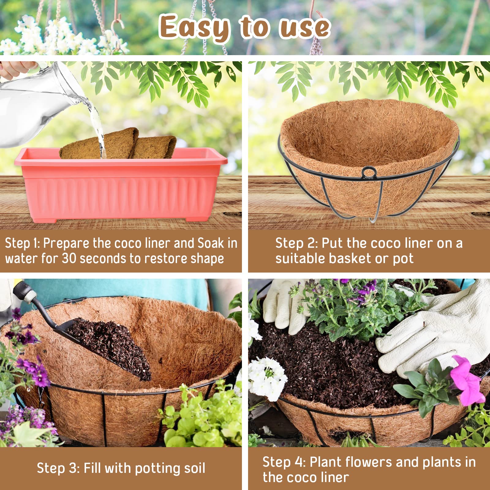 Legigo coco fiber liner demonstrating moisture retention and plant support.