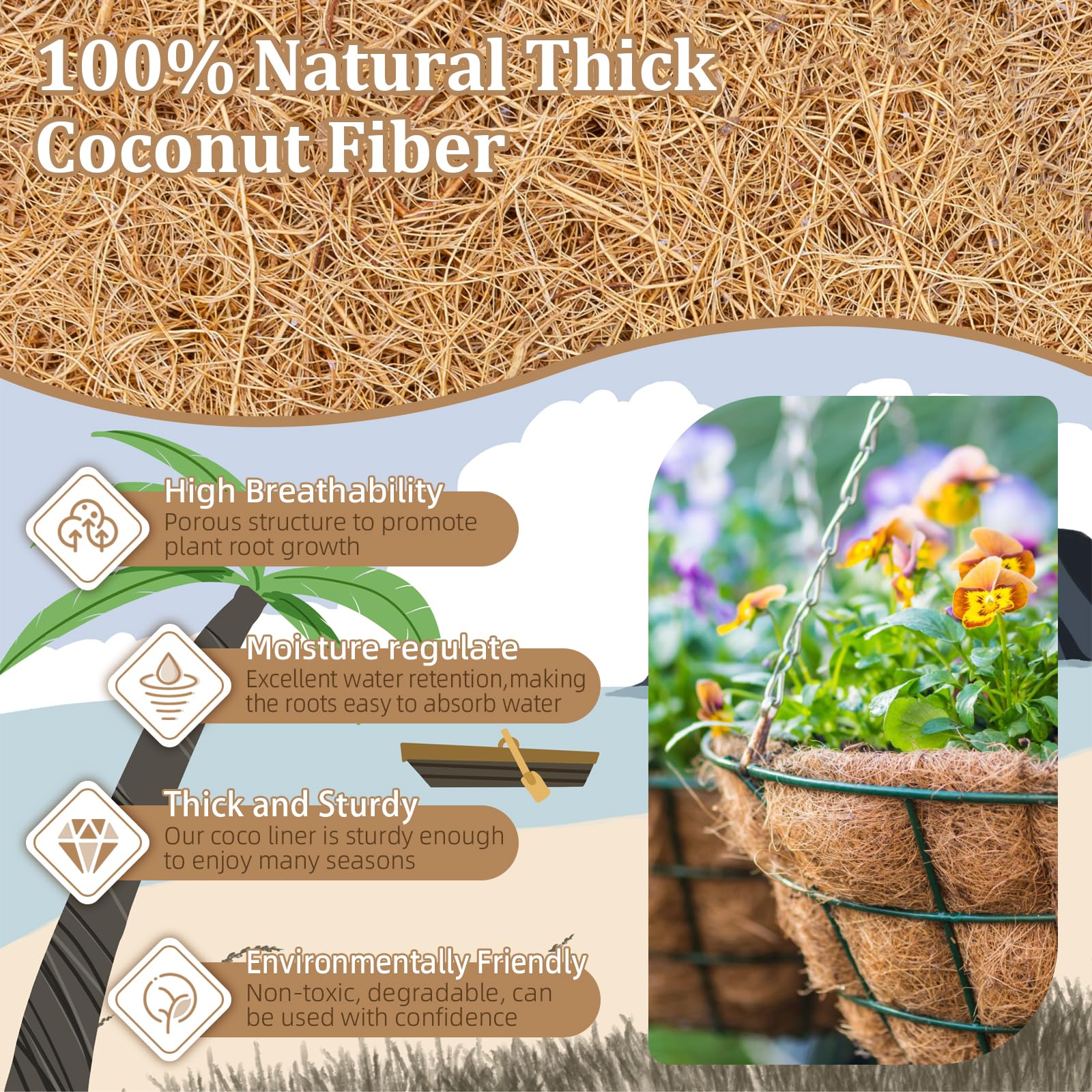 Legigo coco liner demonstrating moisture retention to support healthy plant roots.