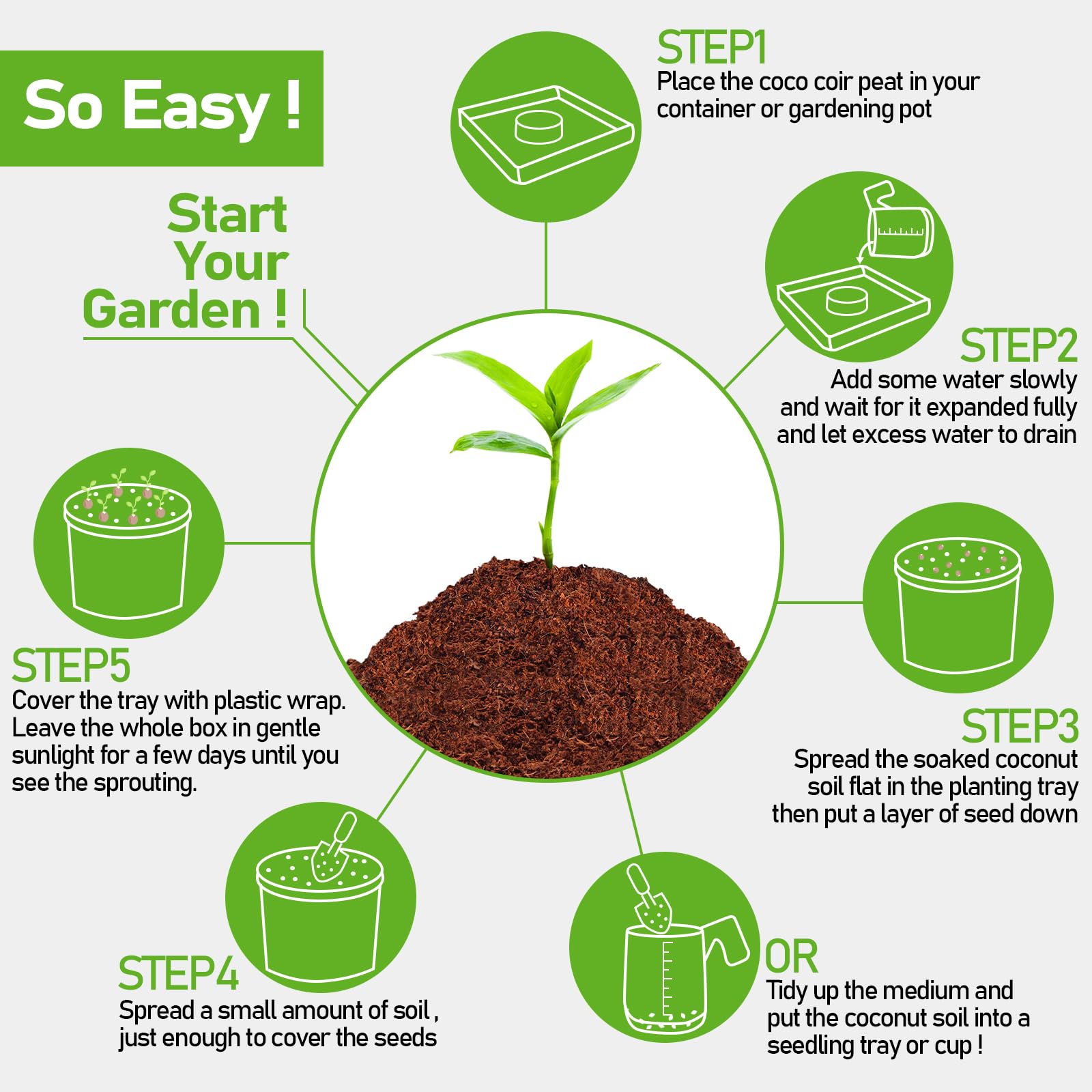 Legigo moisture-retention coir helps plants stay hydrated between waterings.