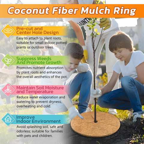 Legigo mulch ring around a pot helps retain soil moisture.