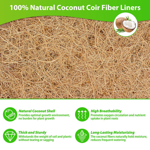 Legigo natural coconut fiber liner 4pack enhances moisture retention for thriving plants.