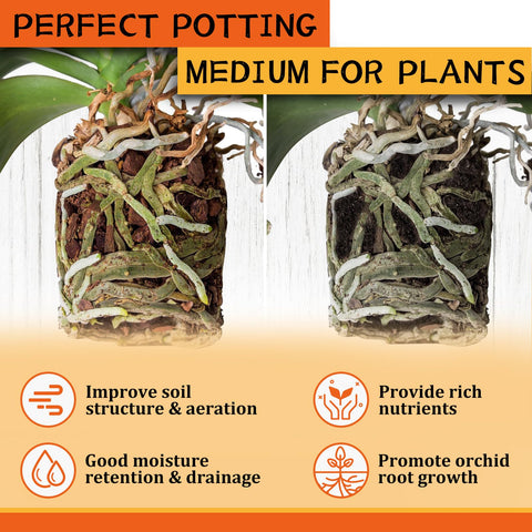 Legigo orchid bark for drainage demonstrates airy substrate reducing root compaction