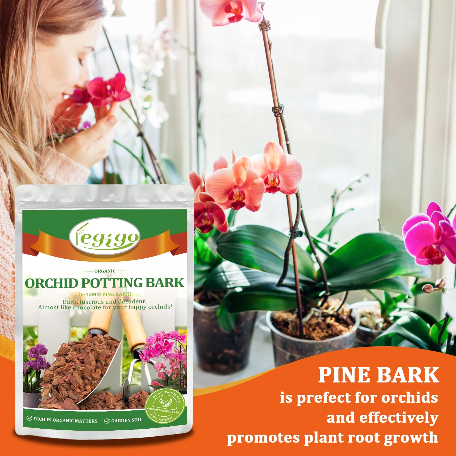 Legigo orchid bark mix retains moisture while preventing overwatering for tropical plants