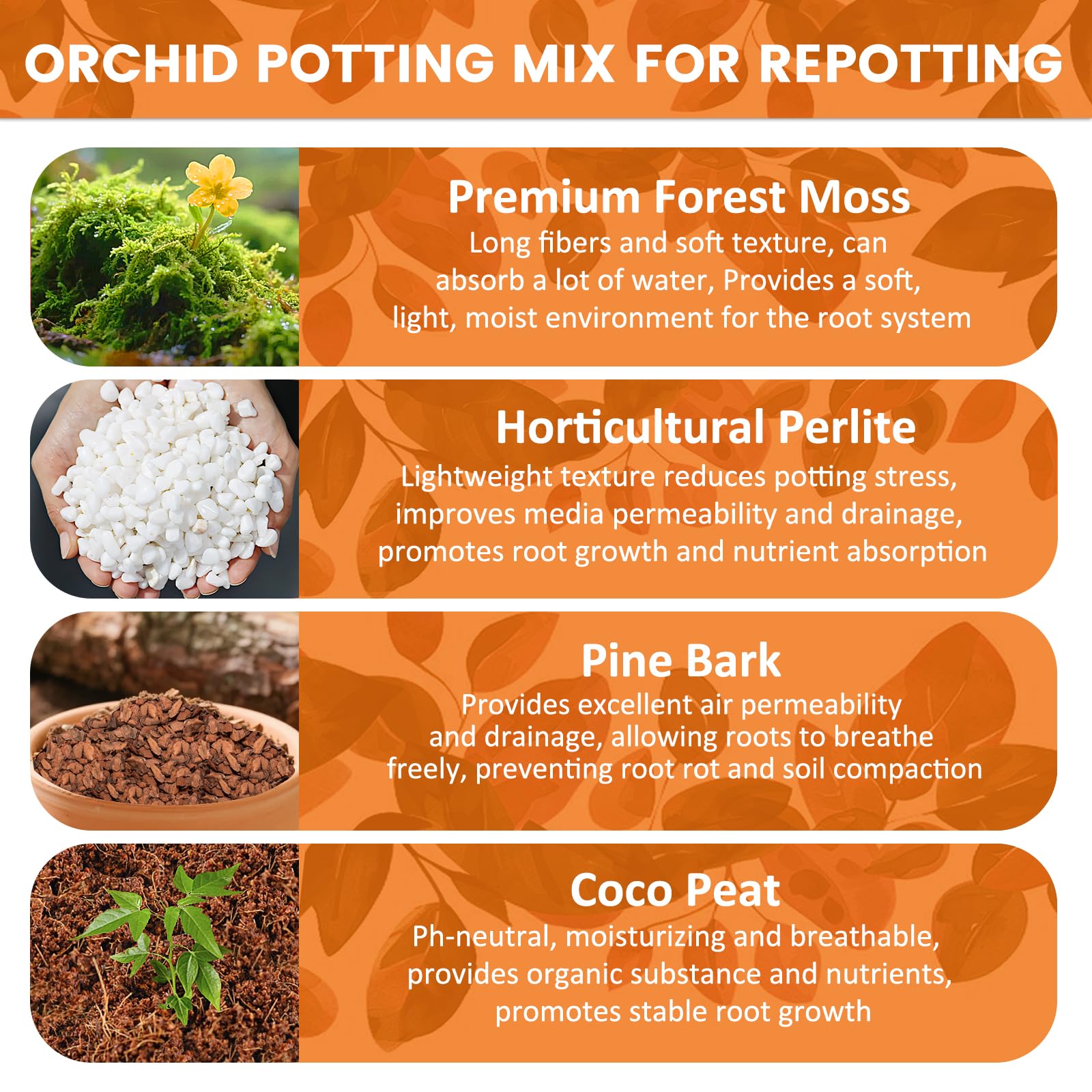 Legigo orchid mix pine bark and perlite enhance drainage and aeration