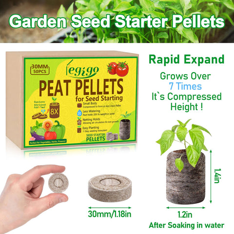 Legigo peat pellets feature a biodegradable mesh protecting roots during transplanting.