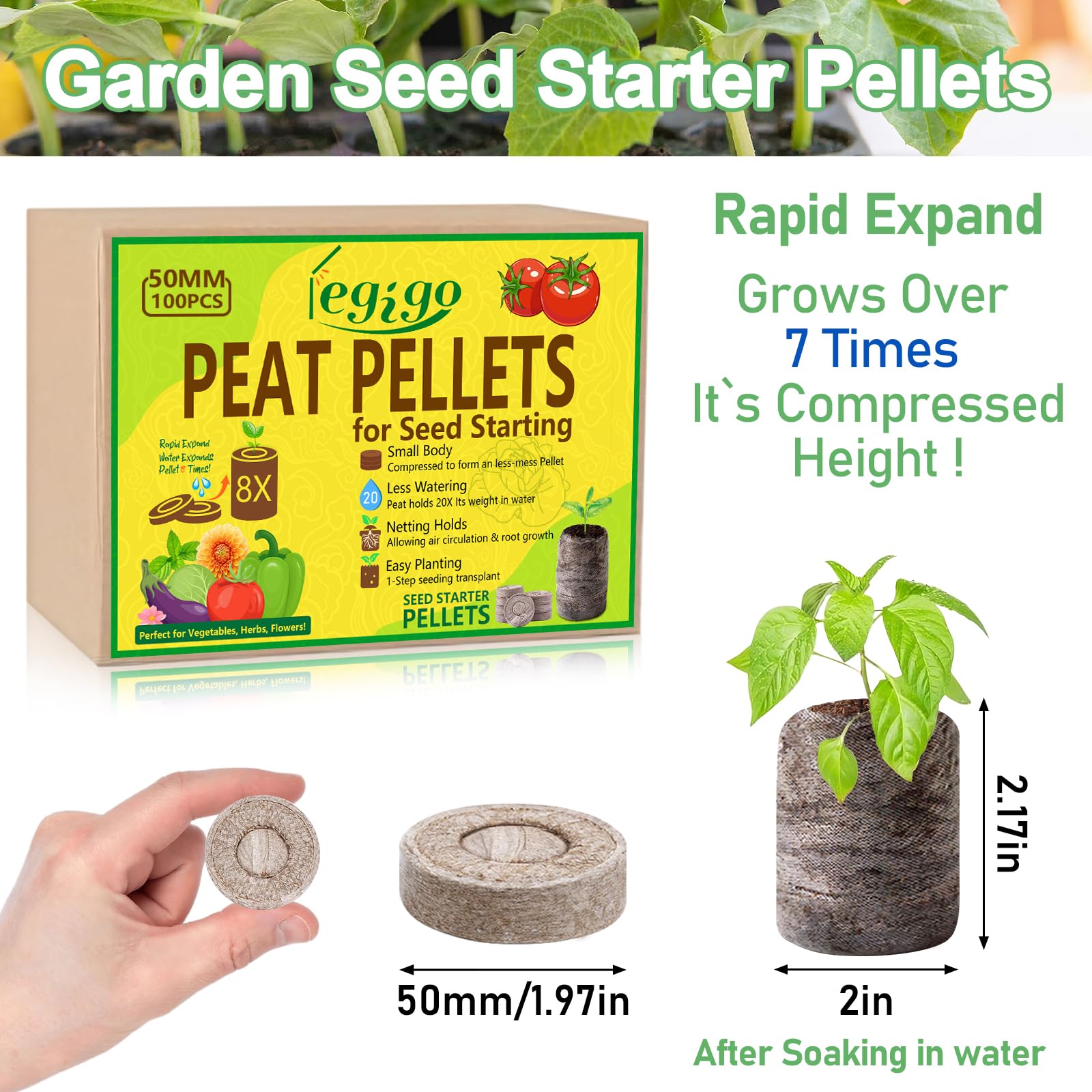 Legigo peat pellets water expansion enables quick seed germination setup.