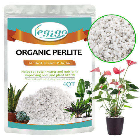 Legigo perlite 4qt bag enhances soil texture for better drainage and root growth