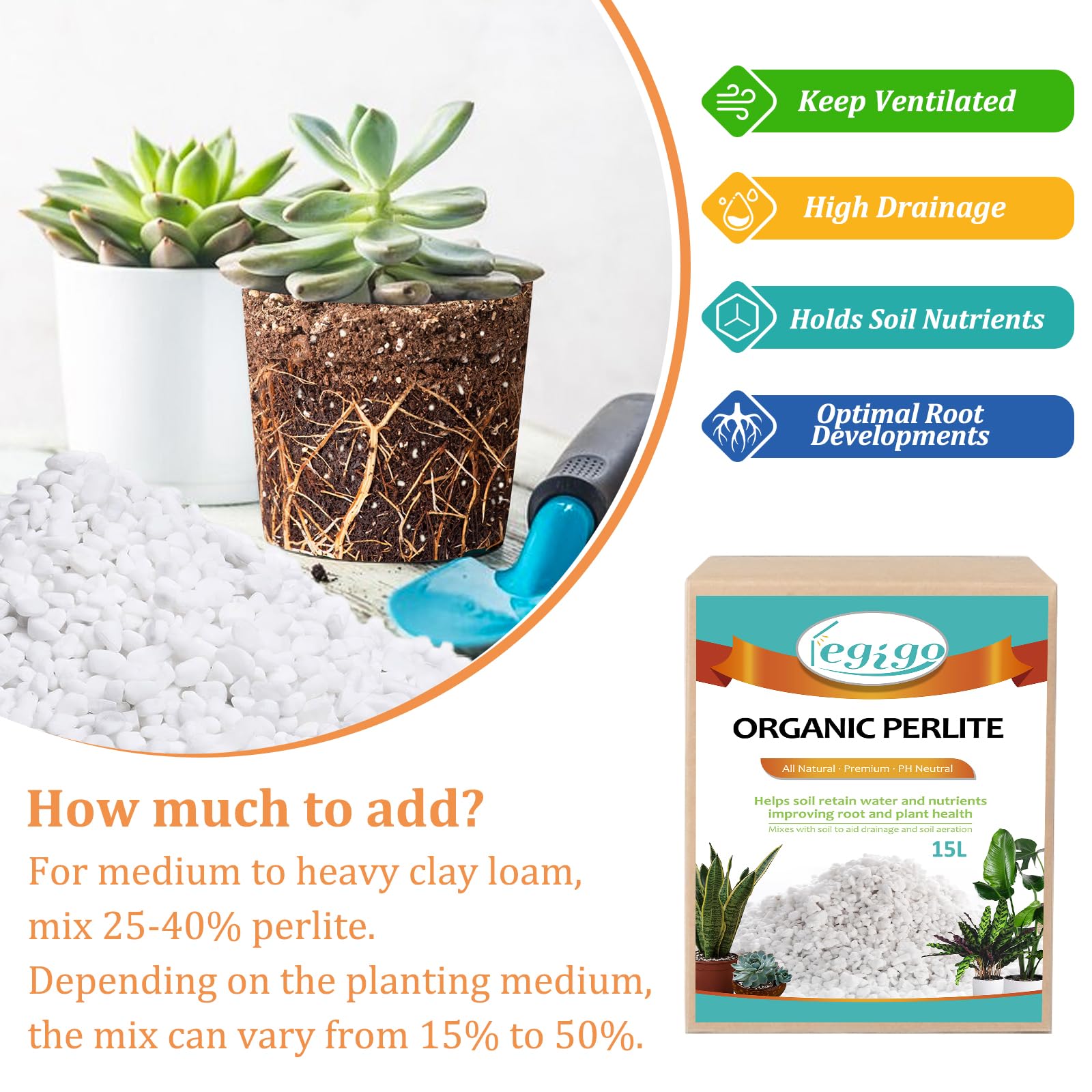 Legigo perlite used in hydroponics and soil-less systems.