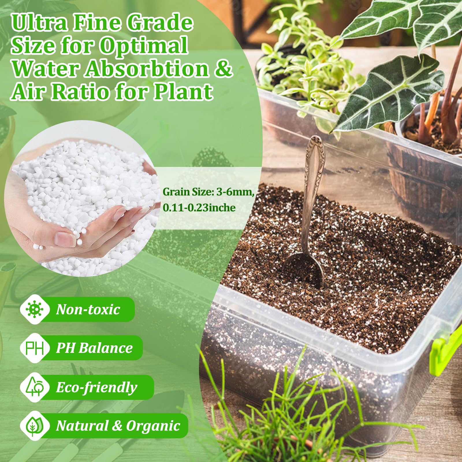Legigo perlite for indoor plants enhances soil drainage and aeration