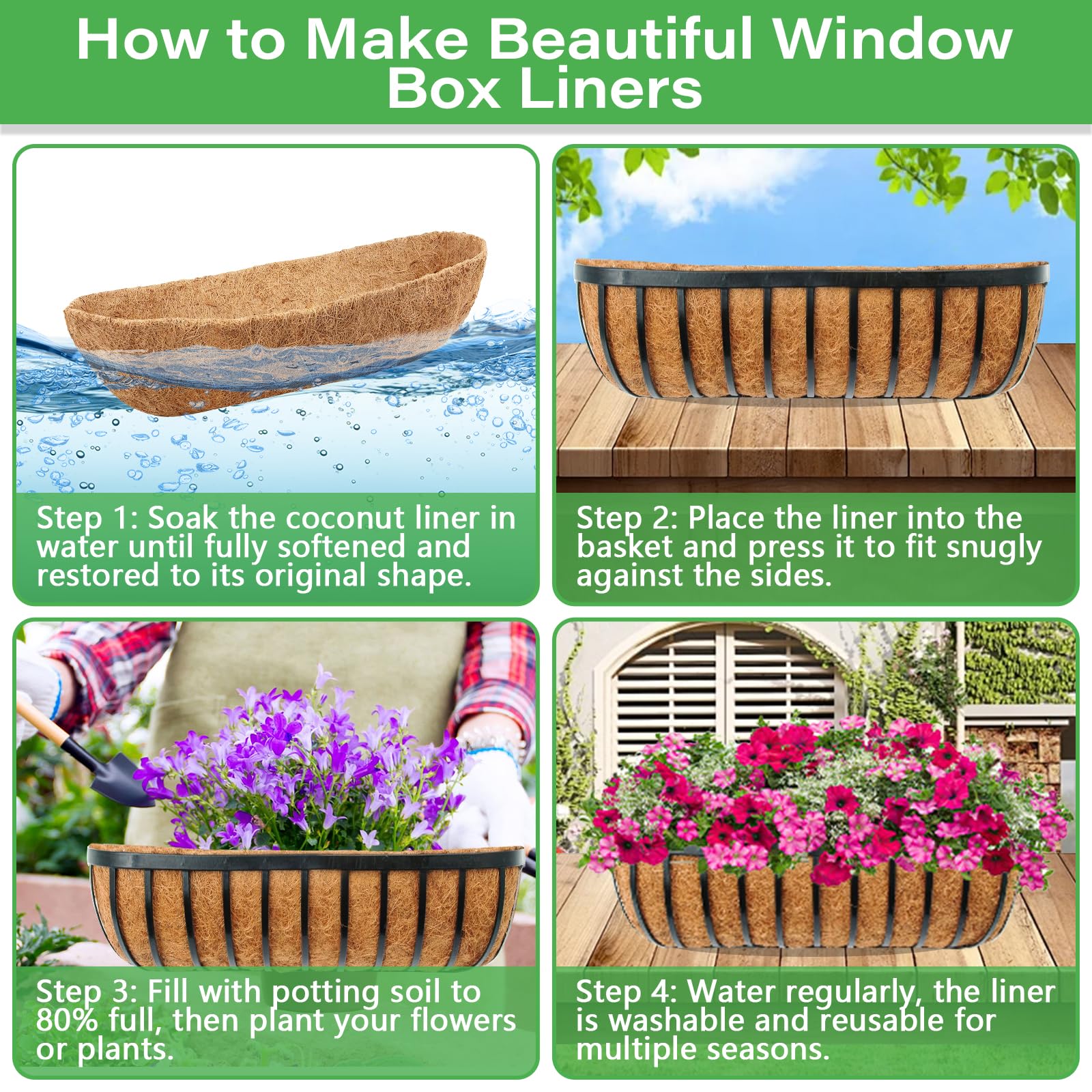Legigo planter box coco liner keeps soil in place and roots moist