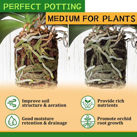 Legigo orchid bark mix provides drainage and air circulation for epiphytic orchids.