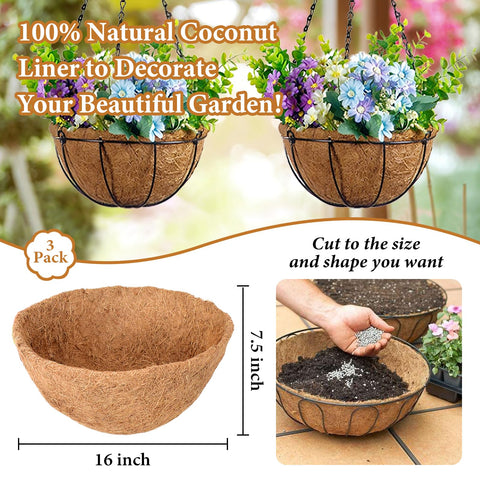 Legigo round coconut fiber liner emphasizes breathable structure for healthy roots.