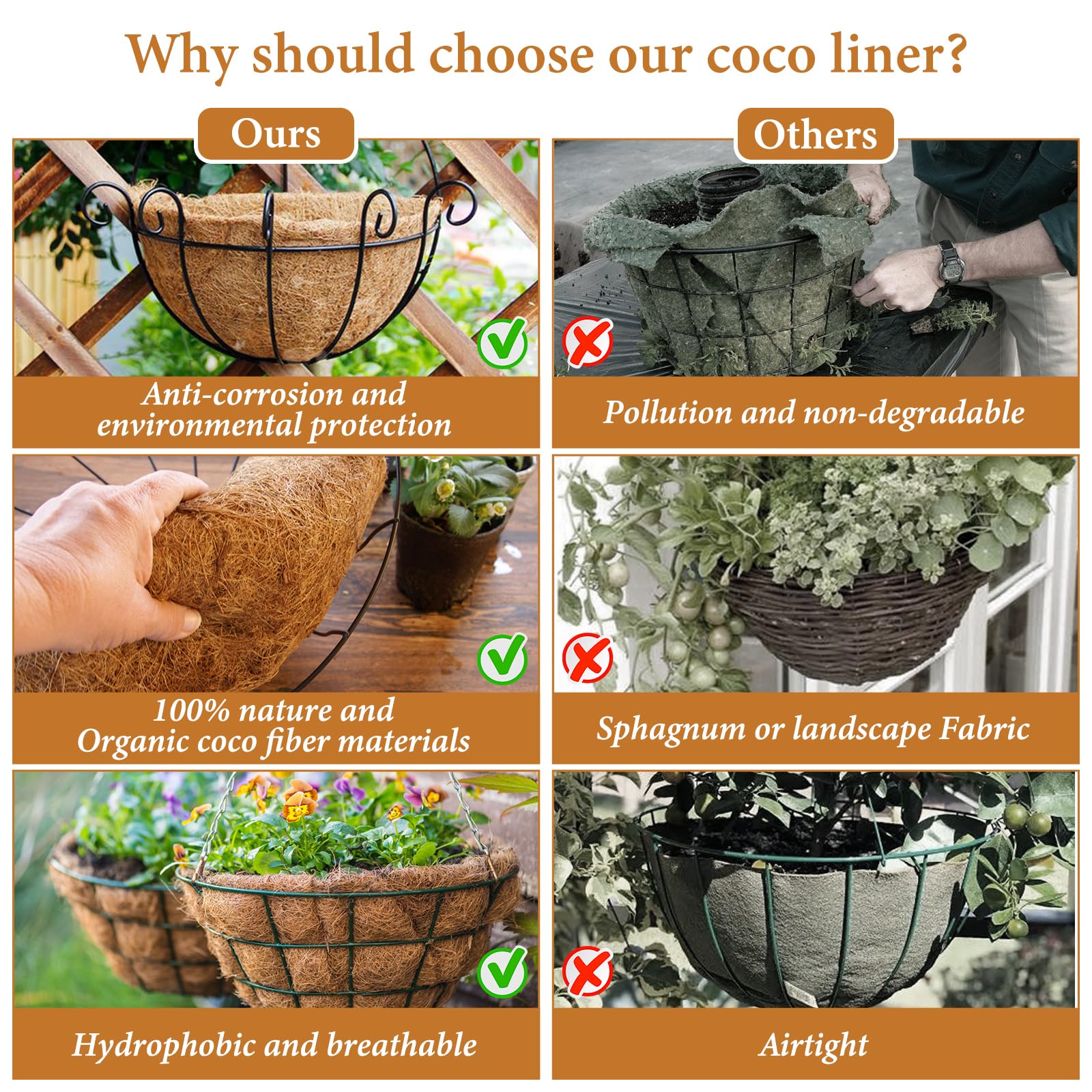 Legigo round liner for hanging baskets enables easy shaping.