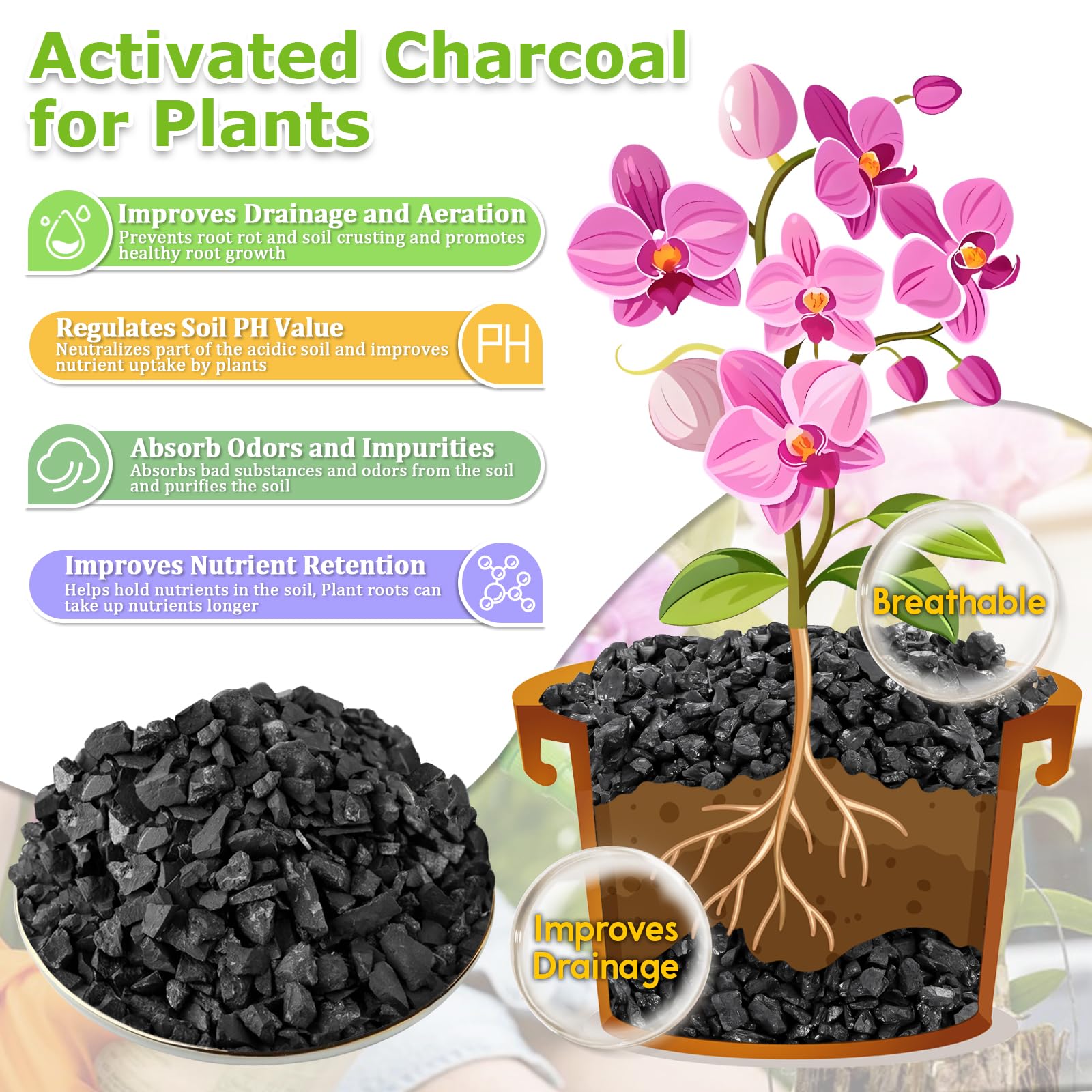 Legigo screened charcoal for soil amendment with even particle distribution