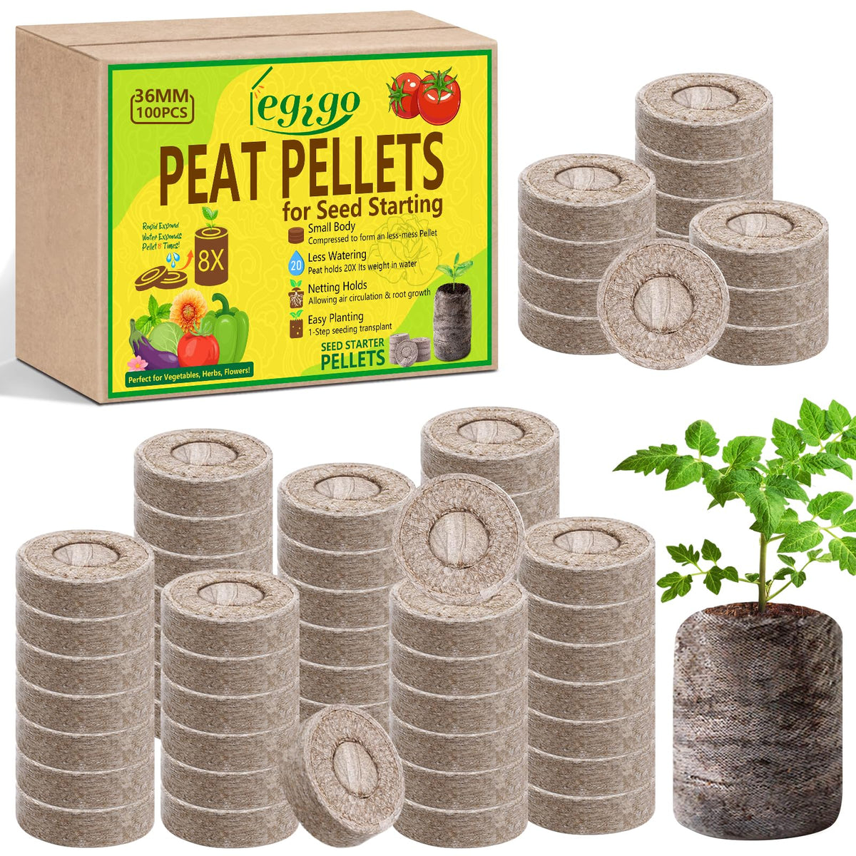 Legigo seed pellets 100-pack 36mm ready for germination.