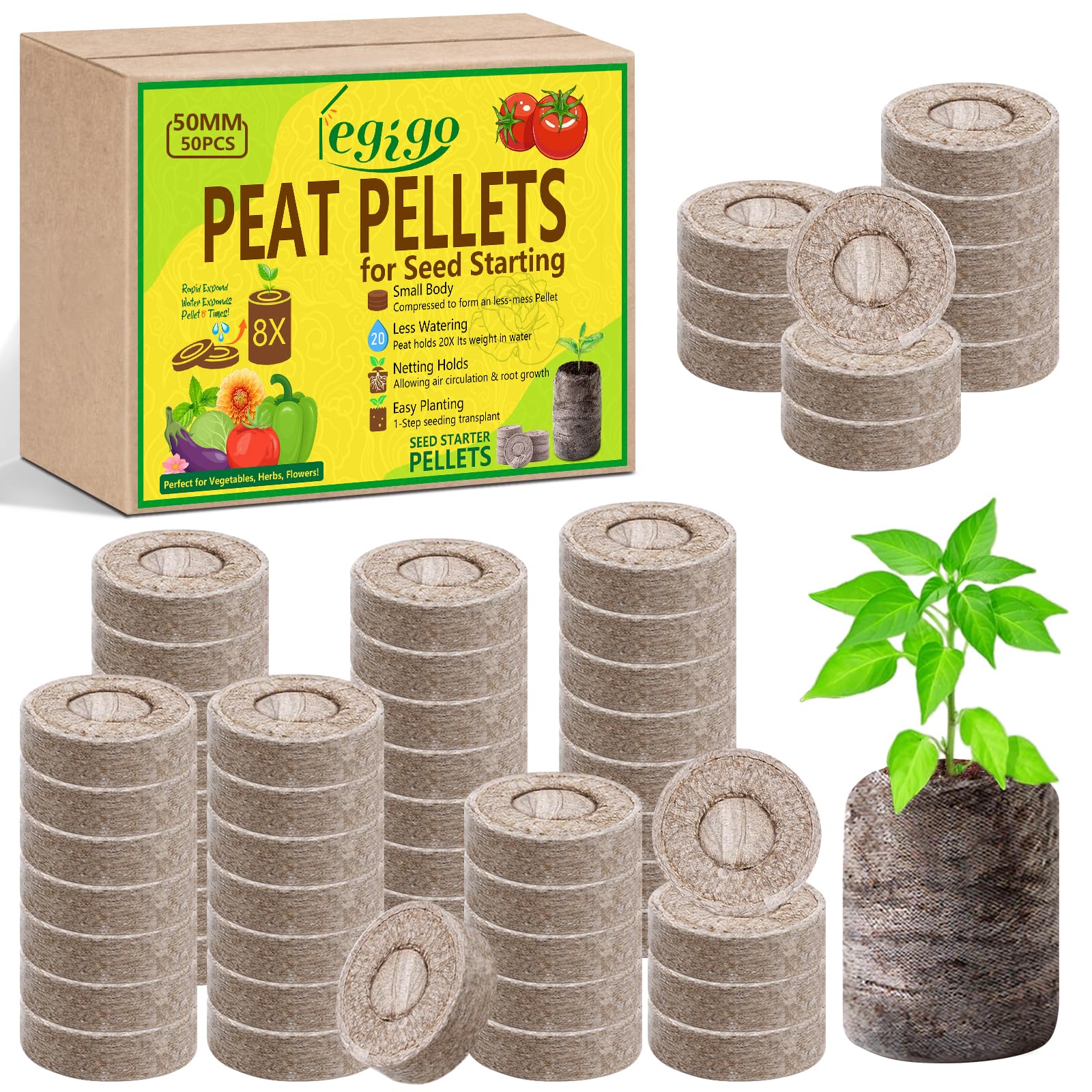 Legigo seed pellets 50mm compact close-up for easy seed starting and transplant readiness.