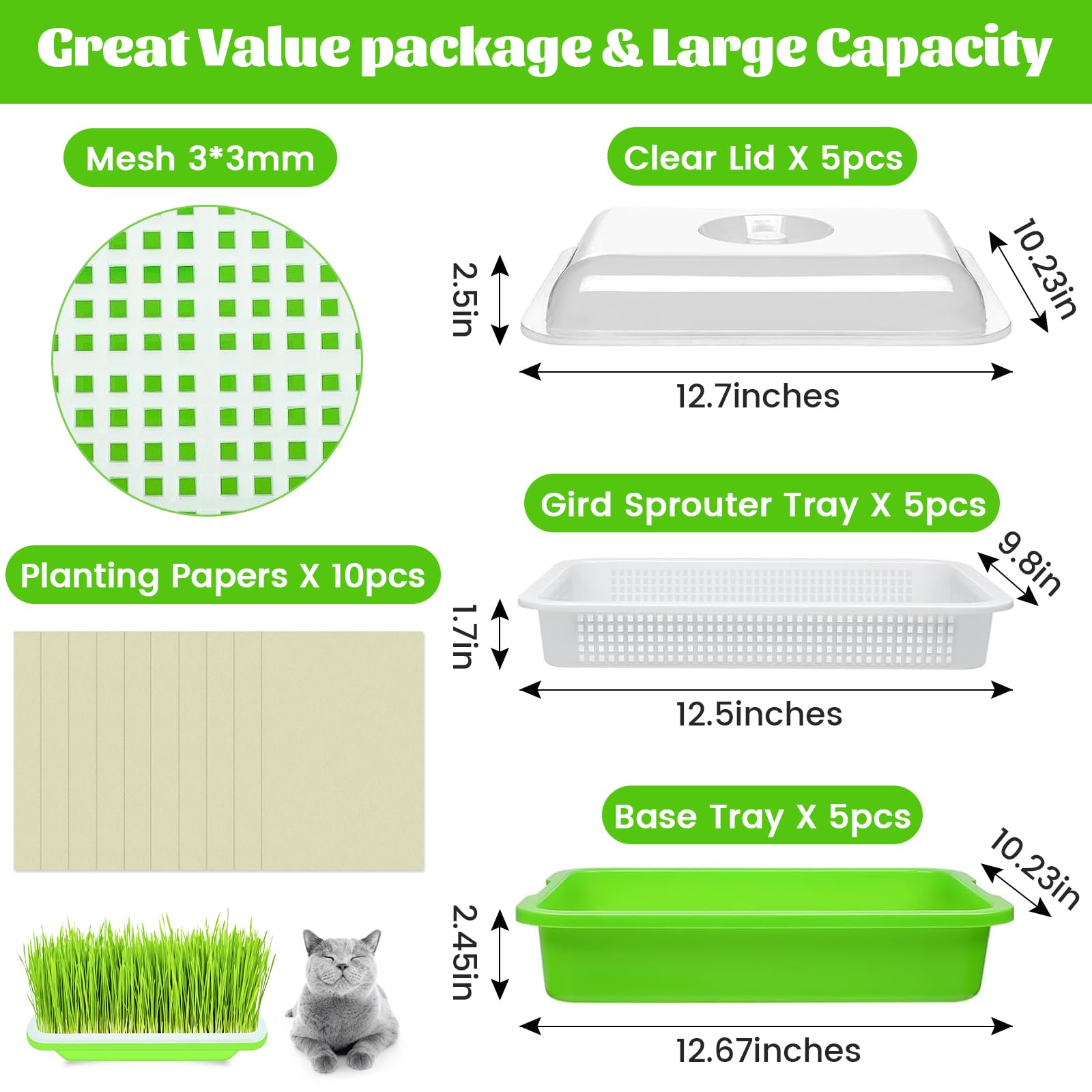 Legigo clear lids for seed sprouter trays allowing humidity control and light.