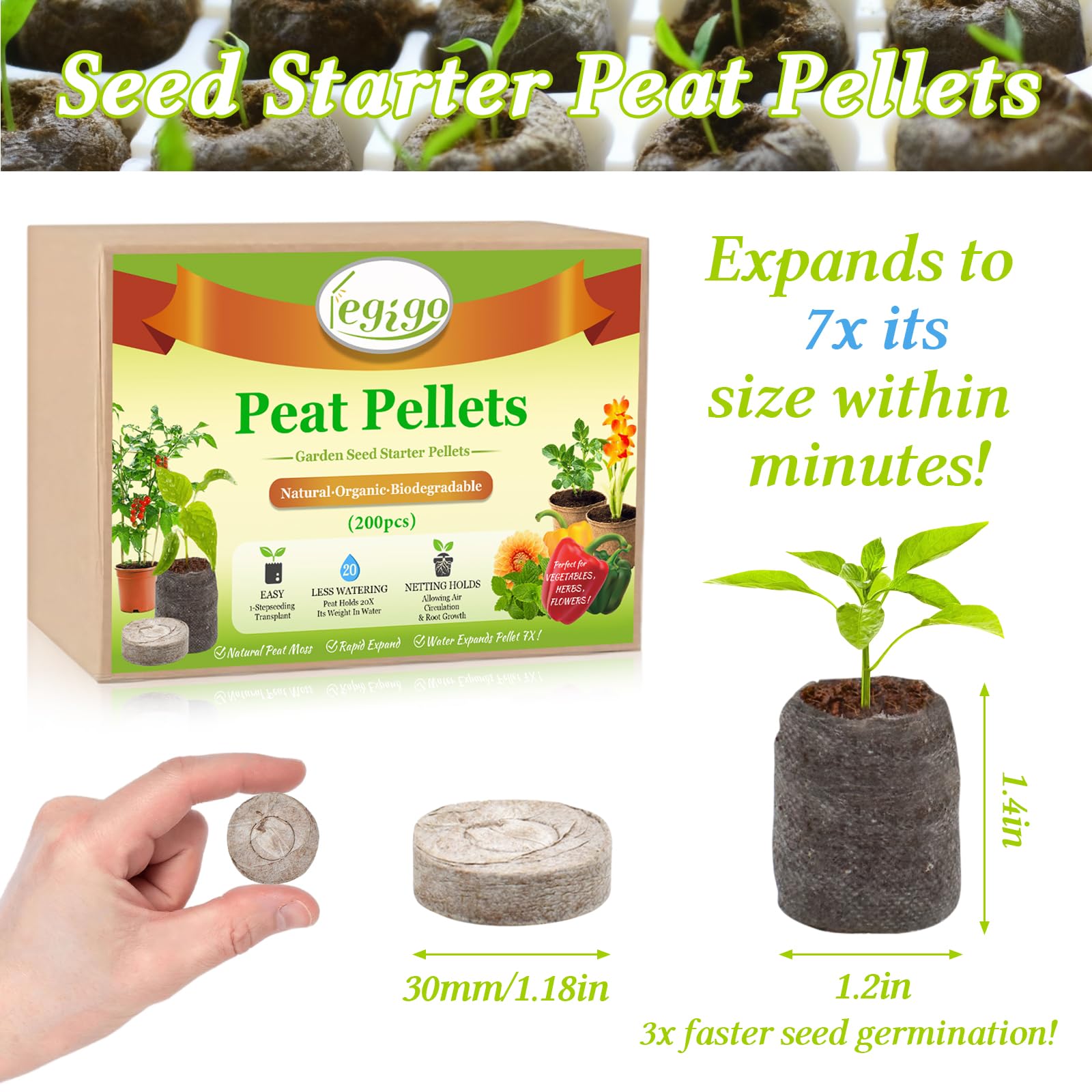 Legigo seed starter pods (30mm) shown with built-in soil for easy sowing.