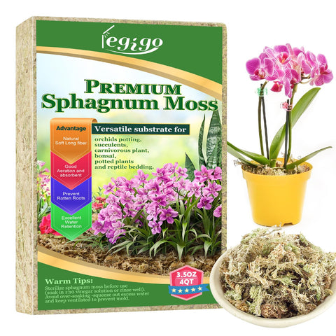 Legigo sphagnum moss package ready for soaking to improve moisture for plants.