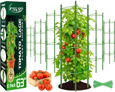 Legigo tomato cage 6-pack provides sturdy support for sprawling garden tomatoes.
