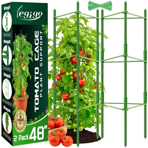 Legigo tomato cage package contents show a complete stake set for easy garden support