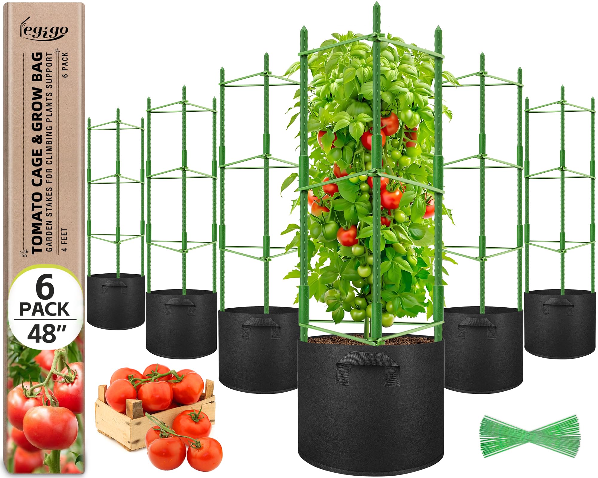 Legigo tomato cages 6-pack provide stable vertical support for climbing plants.