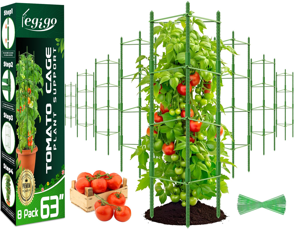 Legigo tomato cages 63inch stand support vines for elevated growth in outdoor gardens.