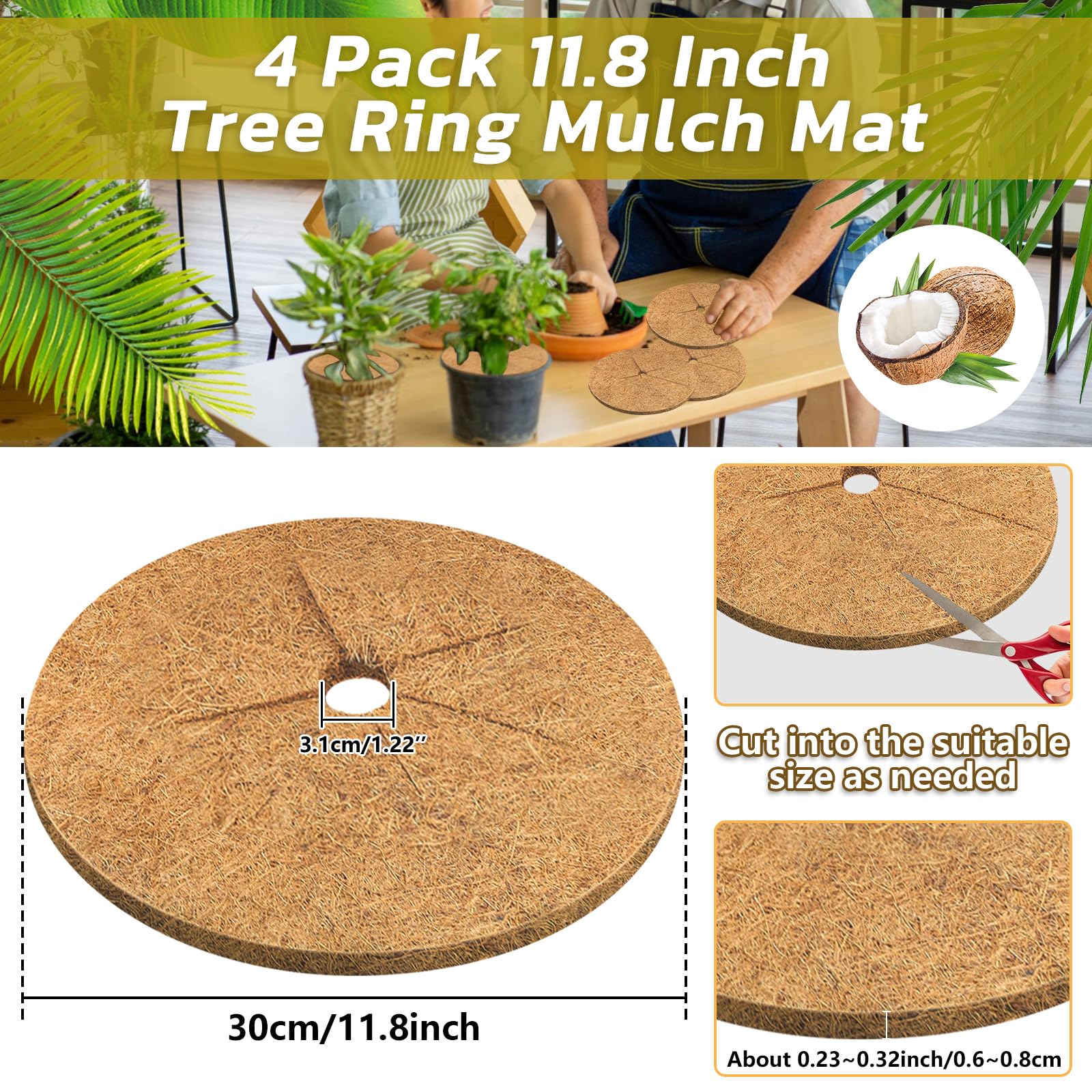 Legigo natural coco coir tree protector ring guarding trunk from weeds