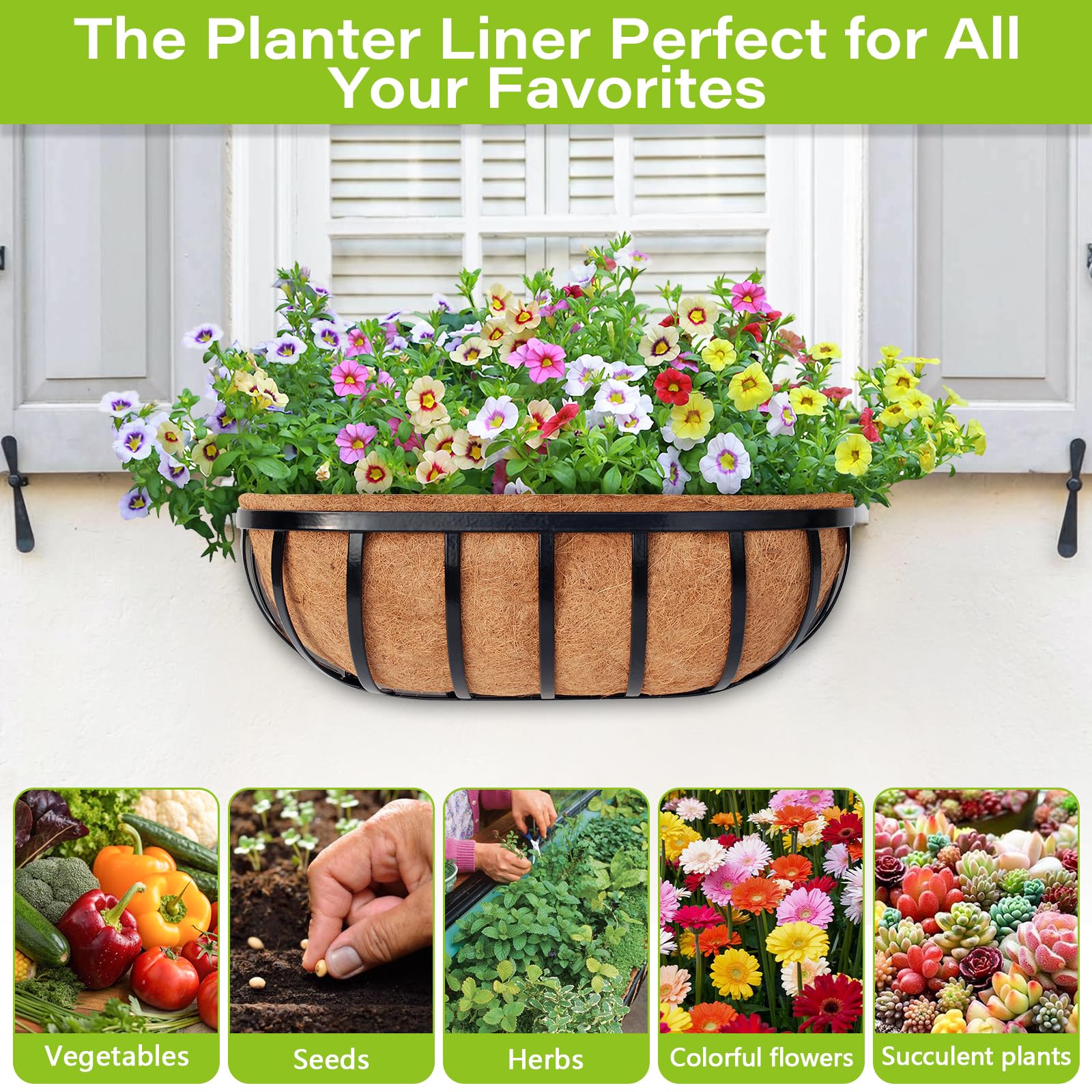 Legigo wall planter basket liner adds natural texture to outdoor décor.