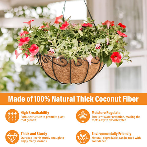 Legigo weatherproof black metal frame hanging basket withstands wind and rain outdoors.