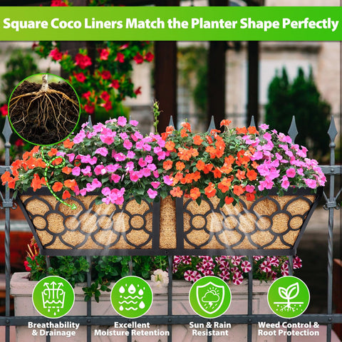 Legigo window box decor and planting with coconut liners improves drainage and aesthetics.