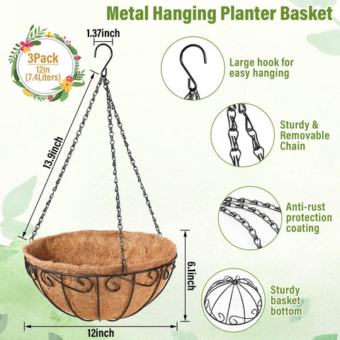 Close-up of Legigo wire hanging basket showing frame and liner texture