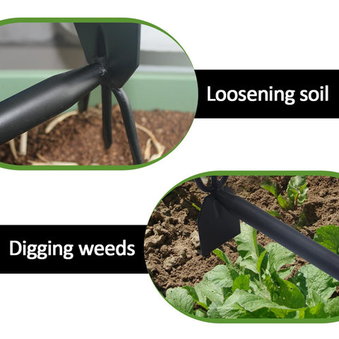 Lehood carbon steel blade cutting through tough roots and soil.