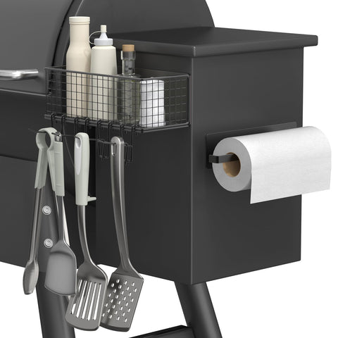 Lehorra magnetic storage bin on Traeger grill for organized spice access