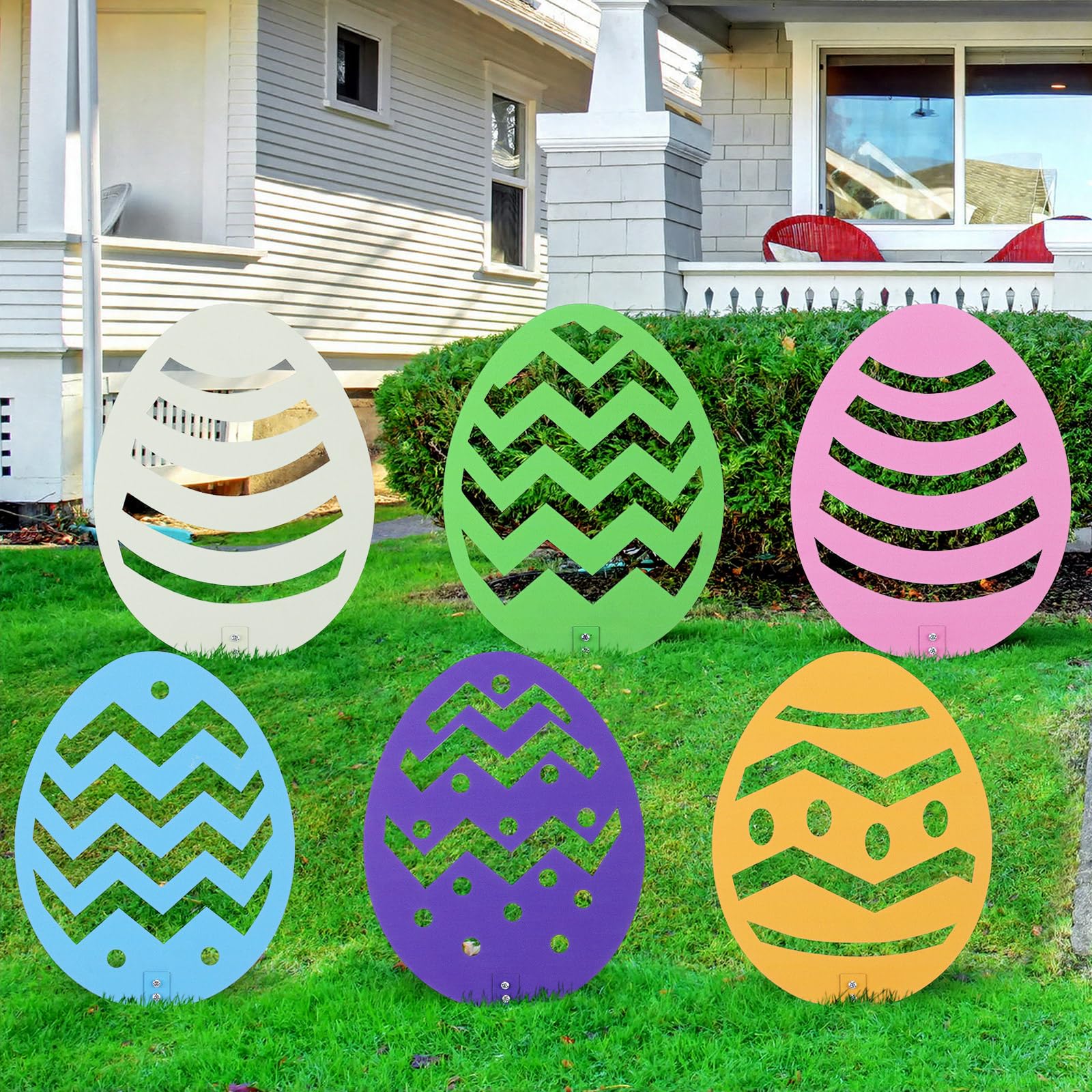 Leifide Easter egg yard sign on a stake, vibrant outdoor display for lawns