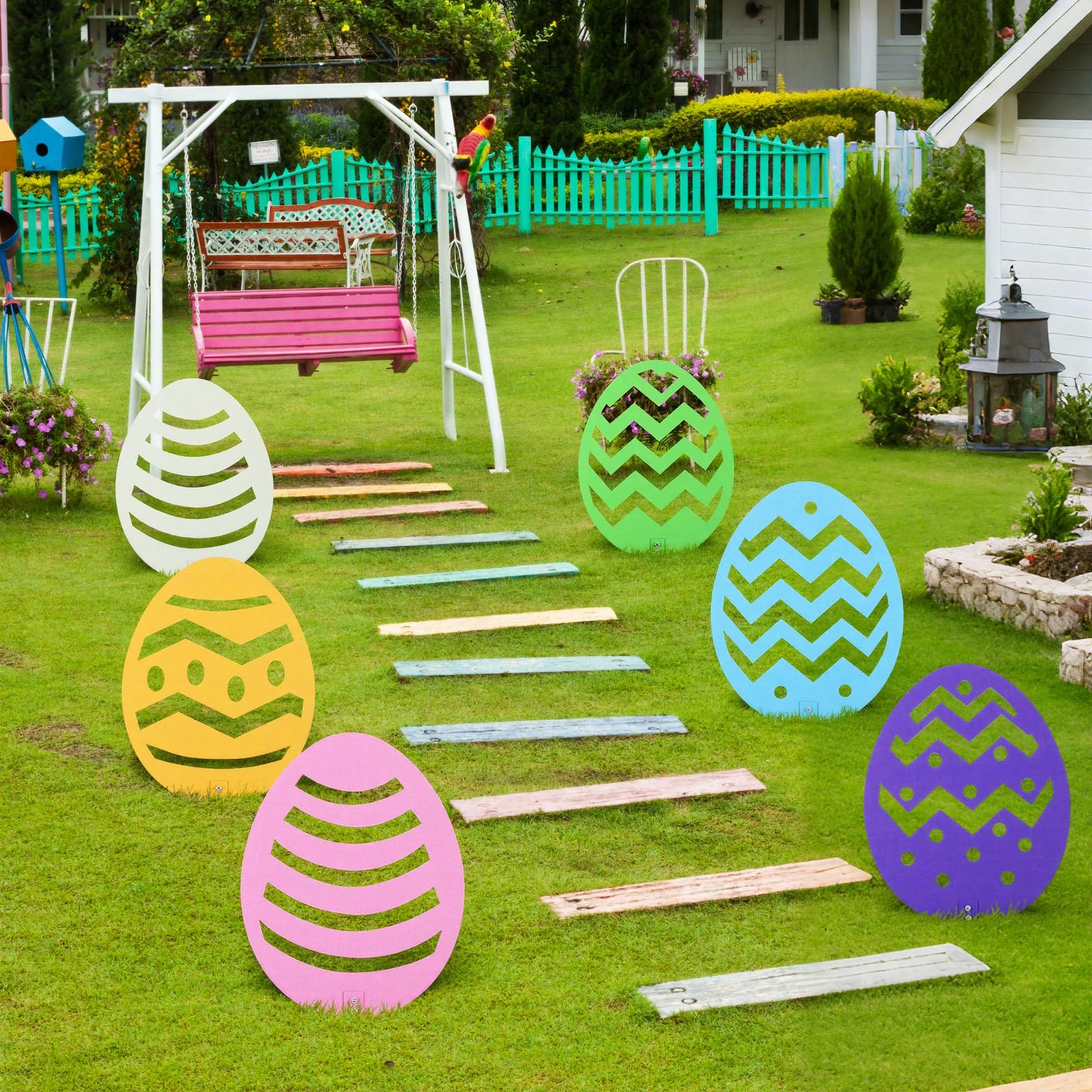 Leifide yard decorations provide quick setup for lively Easter front yard