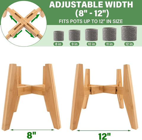 LEIMO KPARTS bamboo plant stand, side view, sturdy 120 lb capacity for heavier planters